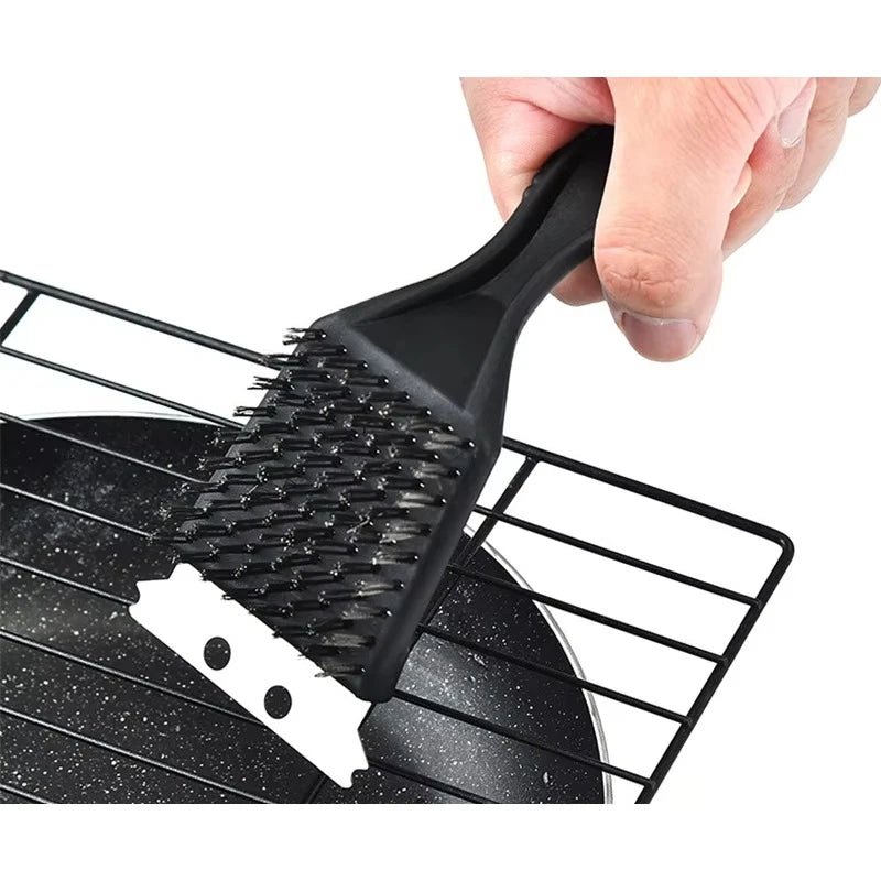 2-in-1 BBQ Grill Brush and Scraper Steel Wire Cleaning Tool
