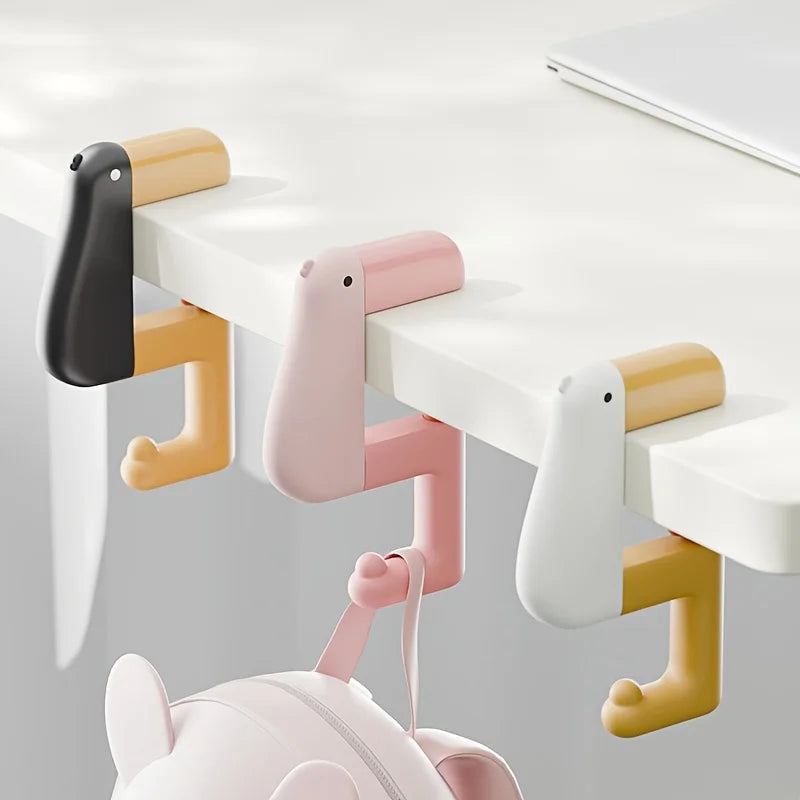 3pcs Thinking Duck Desk Hook Portable Schoolbag Hanger Table Clip