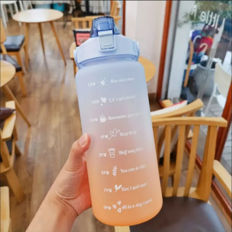 3Pc Gradient Water Bottle Set Large Fitness Motivational Jug with Straw
