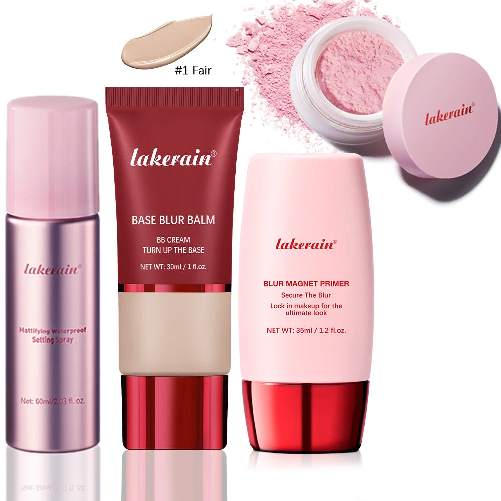 Ultimate Makeup Setting Spray Powder Primer Blur Balm Set - 34