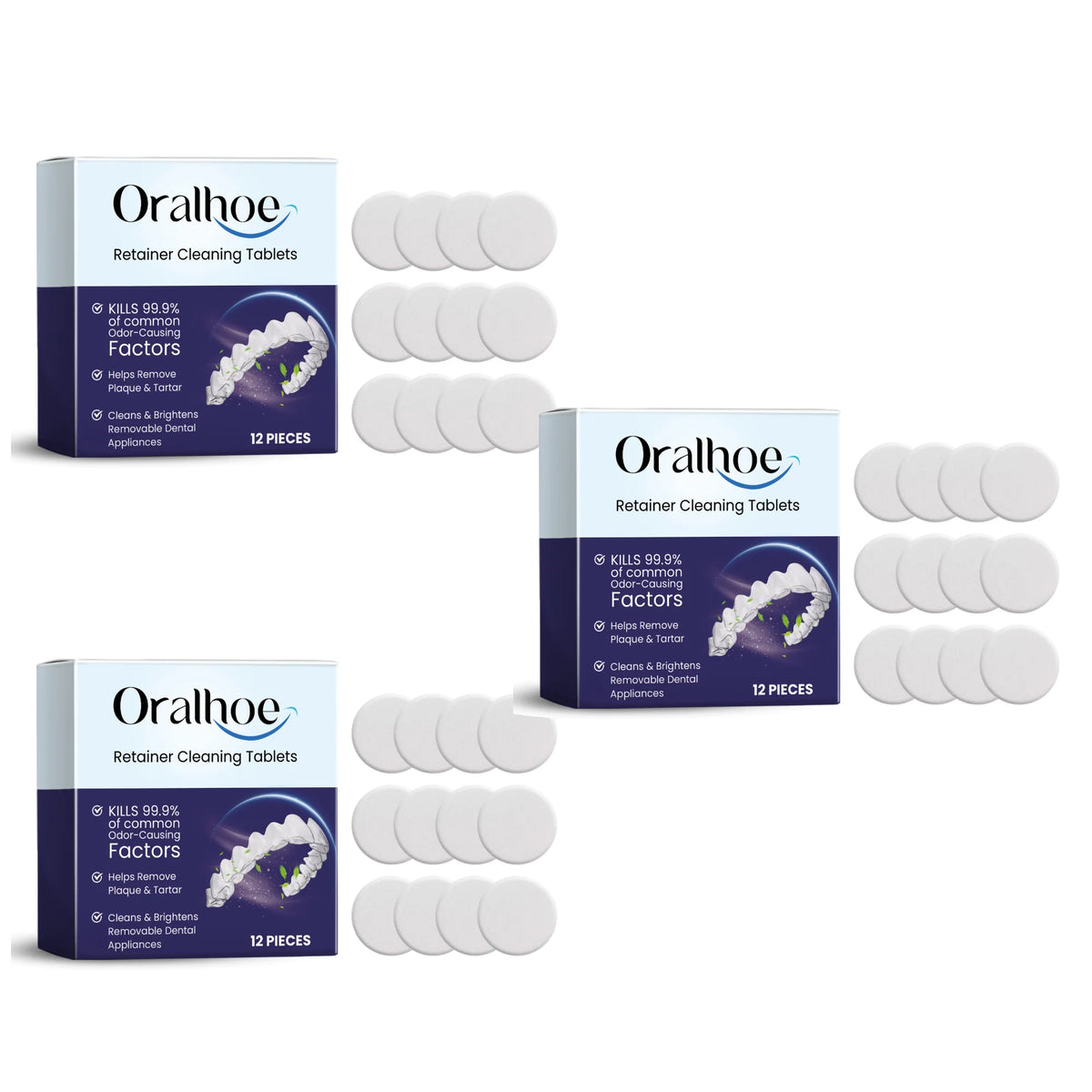 Oralhoe Denture Cleaning Effervescent Tablets Plaque Stain Remover