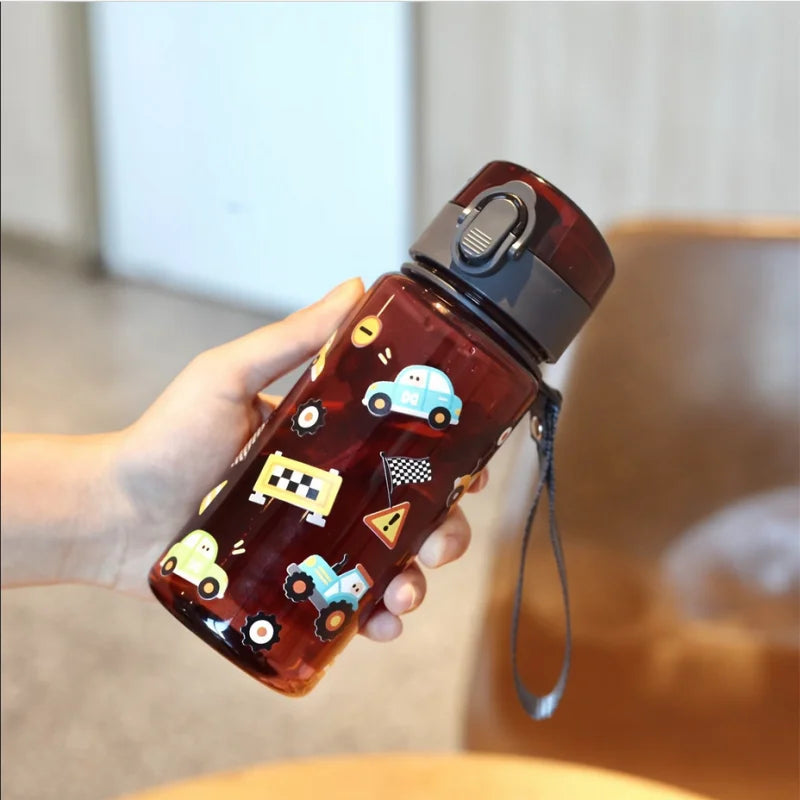 400ml 3D Cute Pattern Water Bottle Portable Sports Flask with Strap