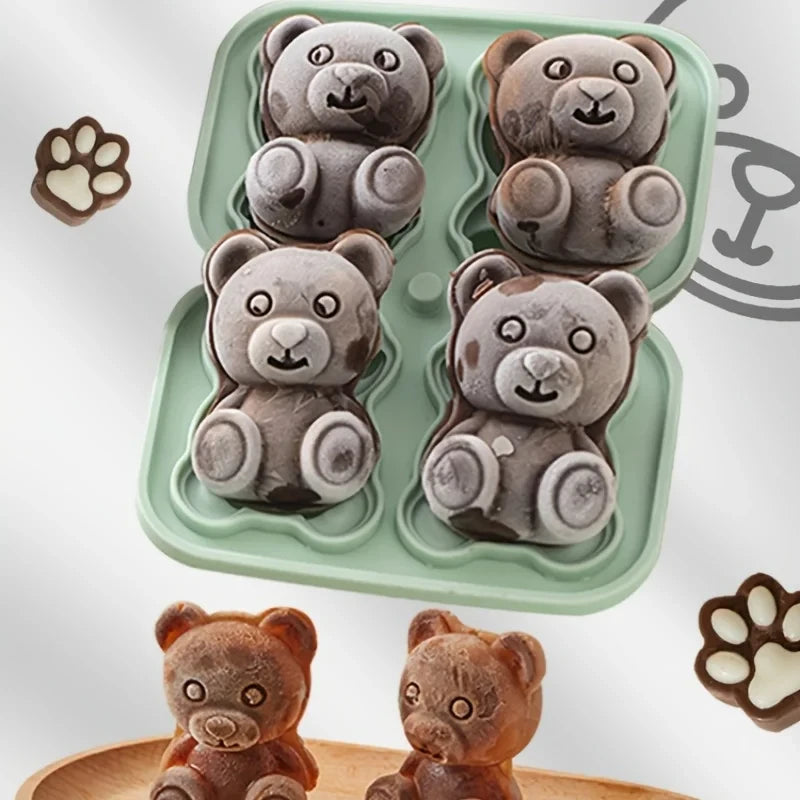 Cute Bear Silicone Ice Cube Tray Mold for Whiskey Coffee and Cocktails - 9