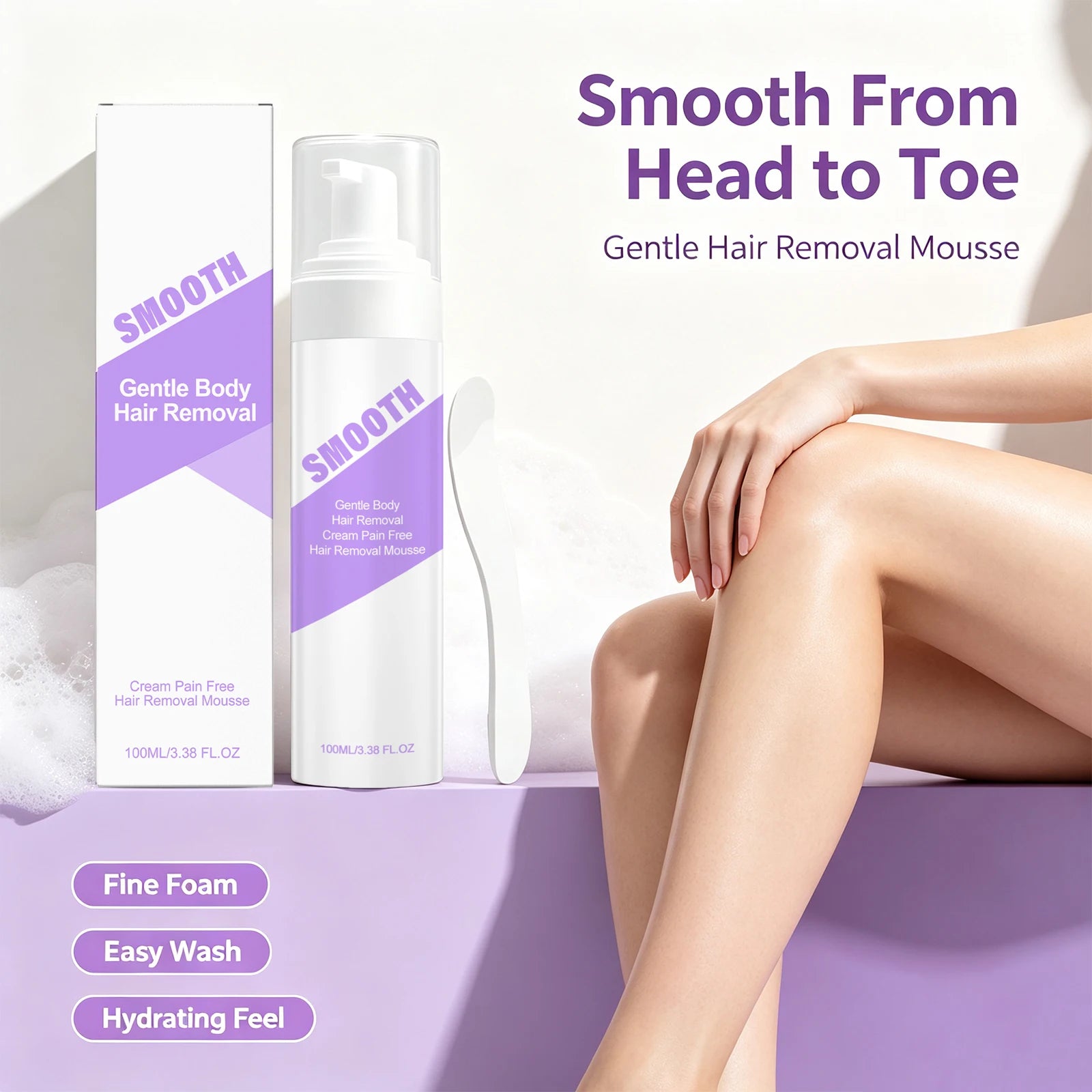 Painfree Hair Removal Mousse Depilatory Foam for Smooth Skin - 2