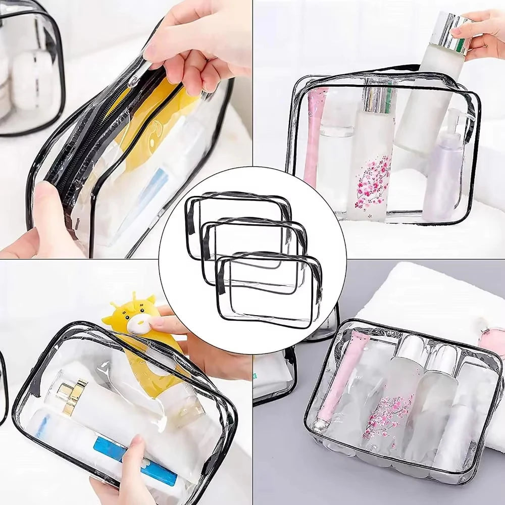 Clear Travel Toiletry Bag Set Waterproof Cosmetic Organizer with Zipper