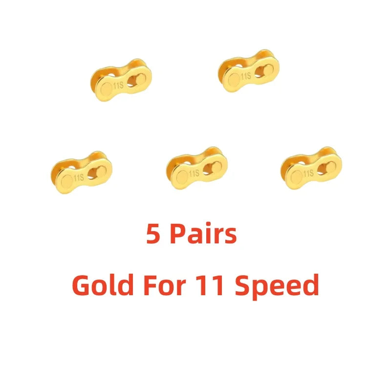 5 Pair Gold Bicycle Chain Quick Link Connector for 6 to 12 Speed Bikes - 15