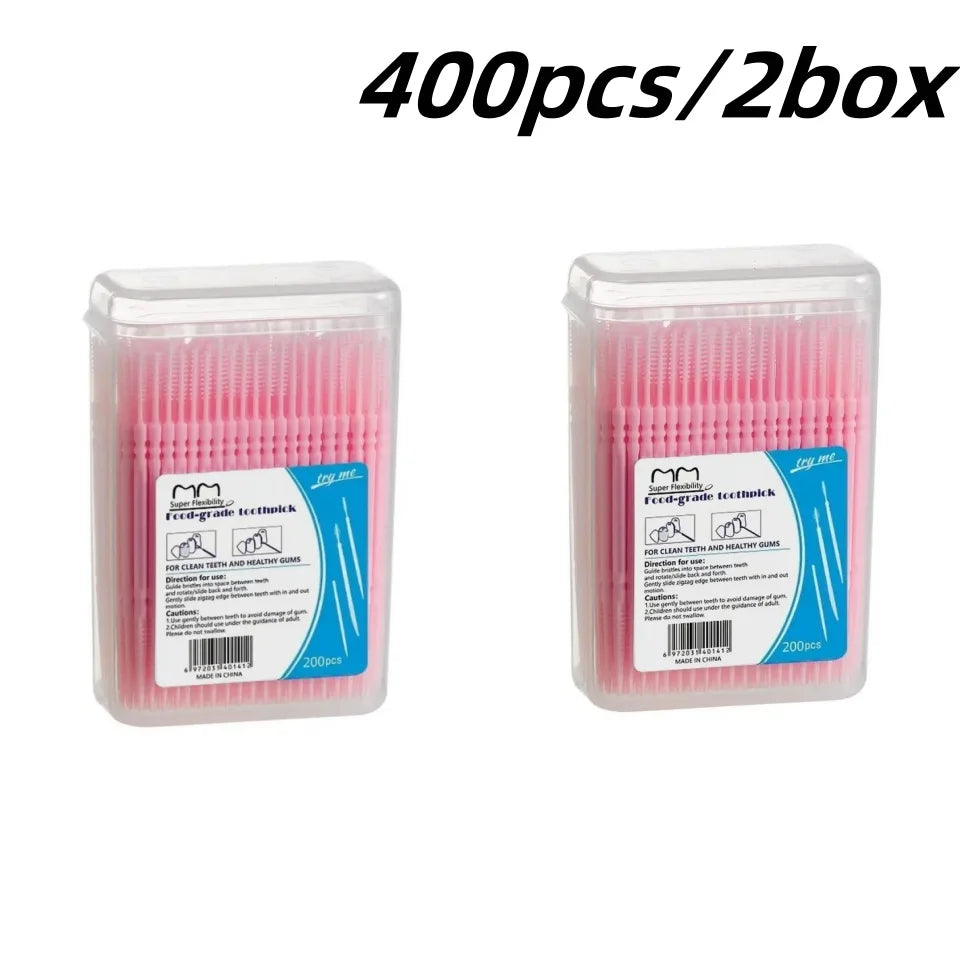 200Pcs Disposable Interdental Brush Toothpick Floss Sticks Oral Care - 15