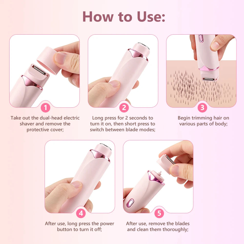 2 in 1 Dual Head Women Electric Razor Bikini Trimmer