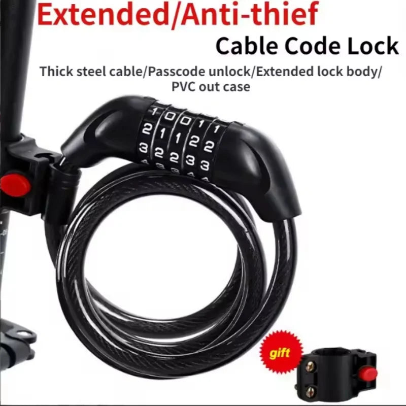 5 Digit Bicycle Cable Lock Anti Theft Bike Security Password Coil Cable - 1