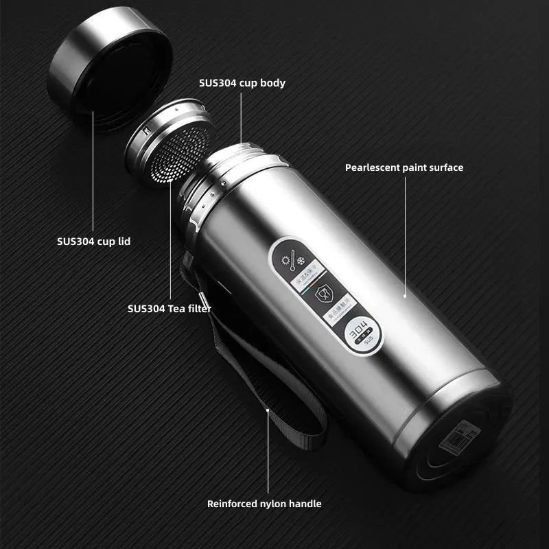 SoftAura Smart Thermos Bottle LED Temperature Display Vacuum Flask 1L - 3