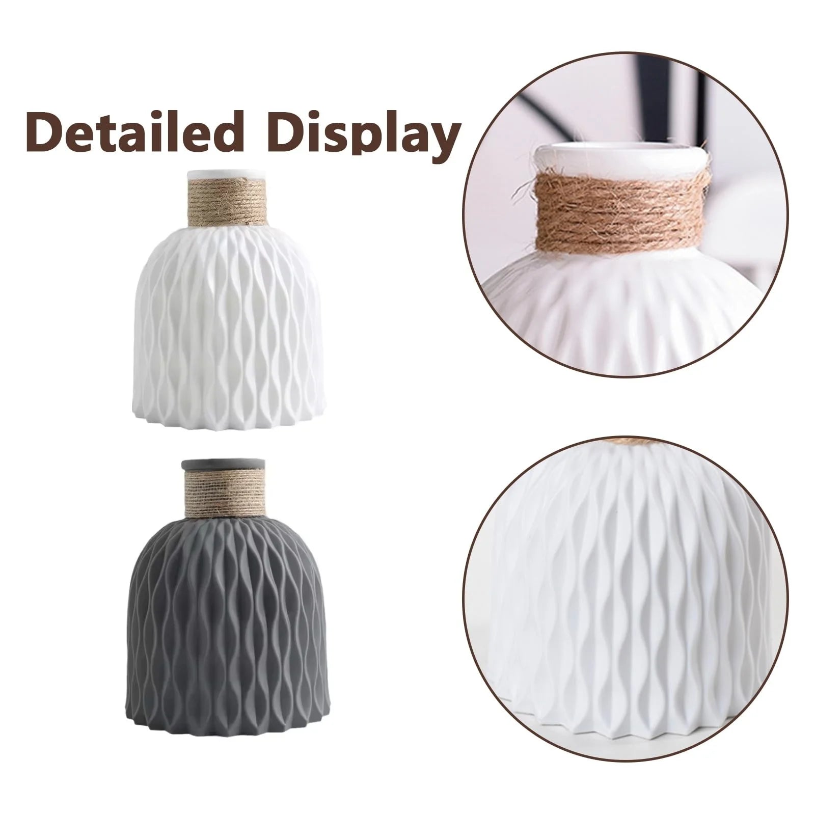 Modern Nordic Rope Plastic Flower Vase Decorative Desktop Ornament - 5