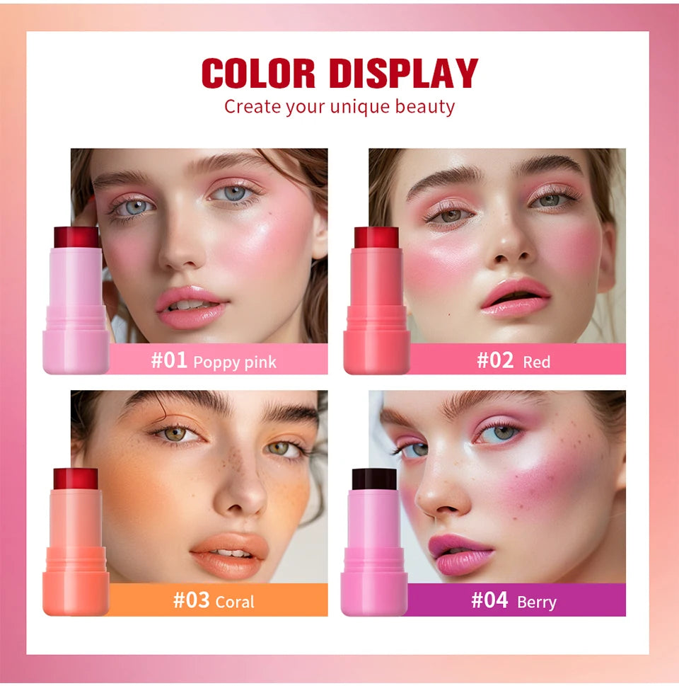3 in 1 Jelly Tint Stick Hydrating Blush and Lip Tint - 10