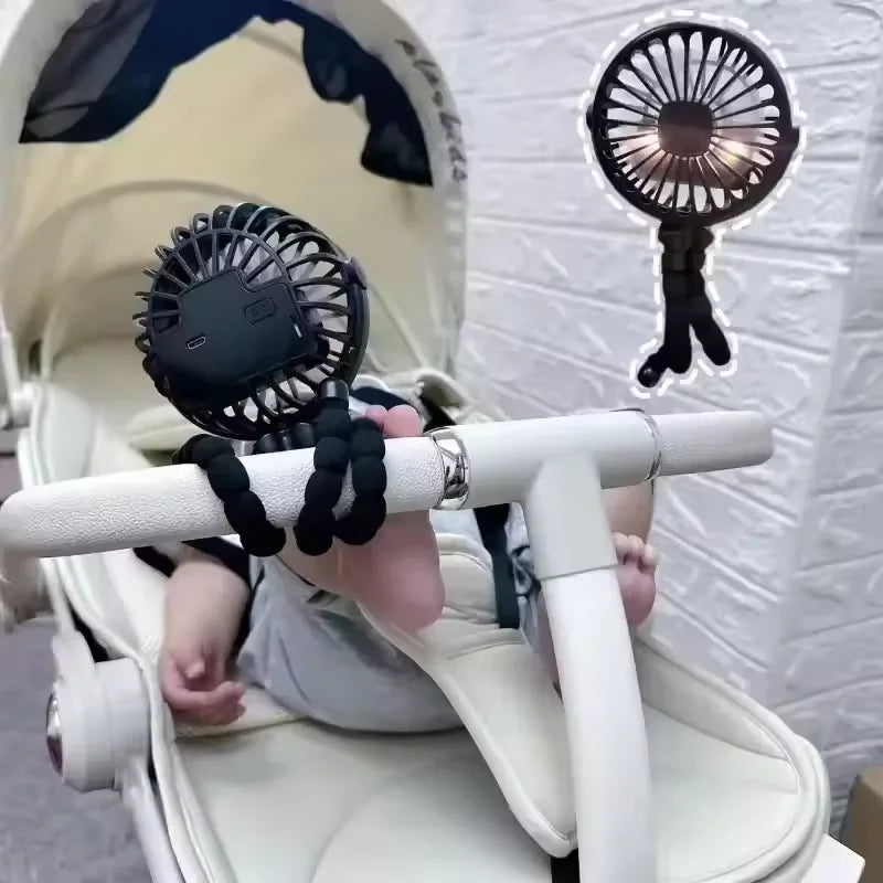 Portable Baby Stroller Fan Rechargeable Flexible Tripod Desk Fan - 6