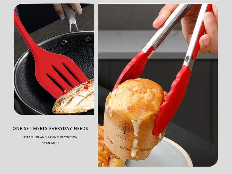 10 Piece Silicone Kitchen Utensil Set Nonstick Heat Resistant Cookware - 18