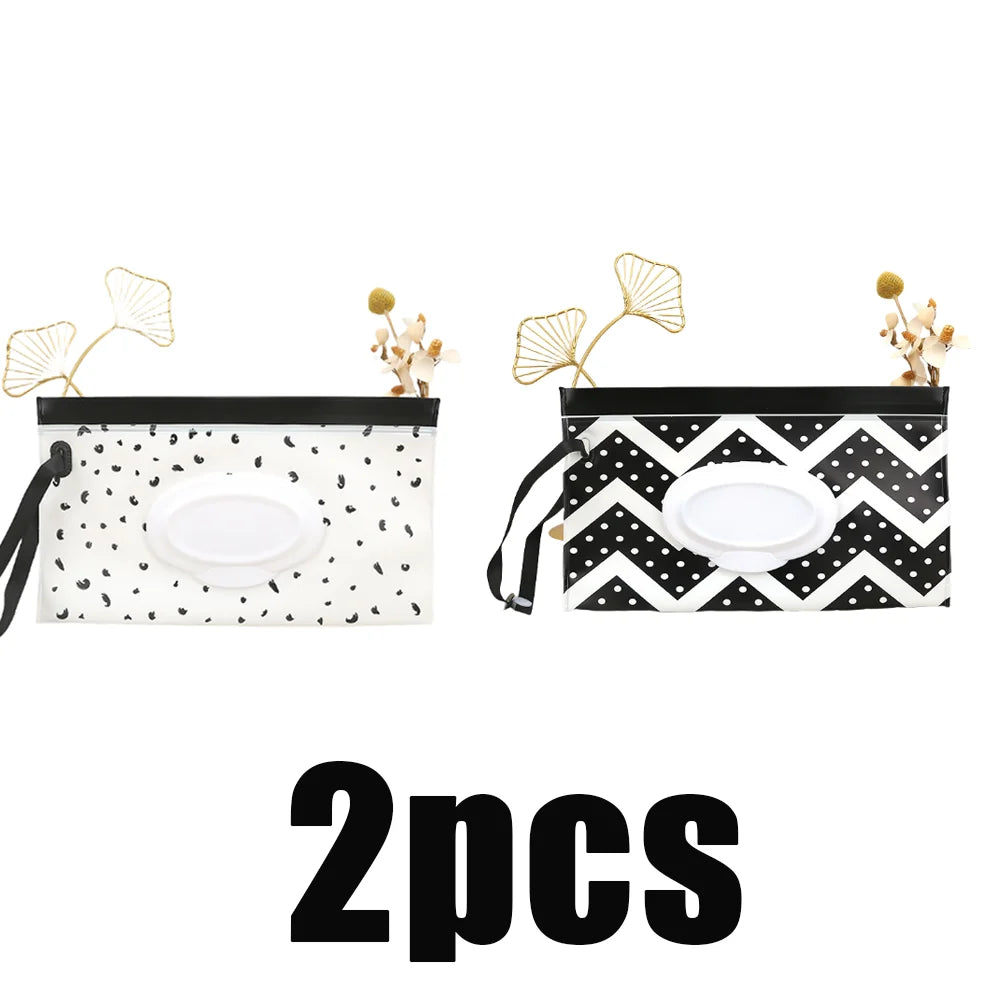 Portable Baby Wipe Pouch Refillable Wet Wipe Case for Travel Stroller