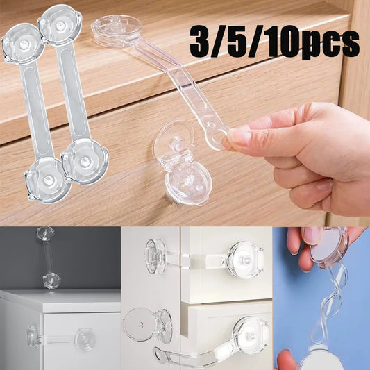 Child Safety Cabinet Locks Transparent Anti Pinch Strap Security Latches