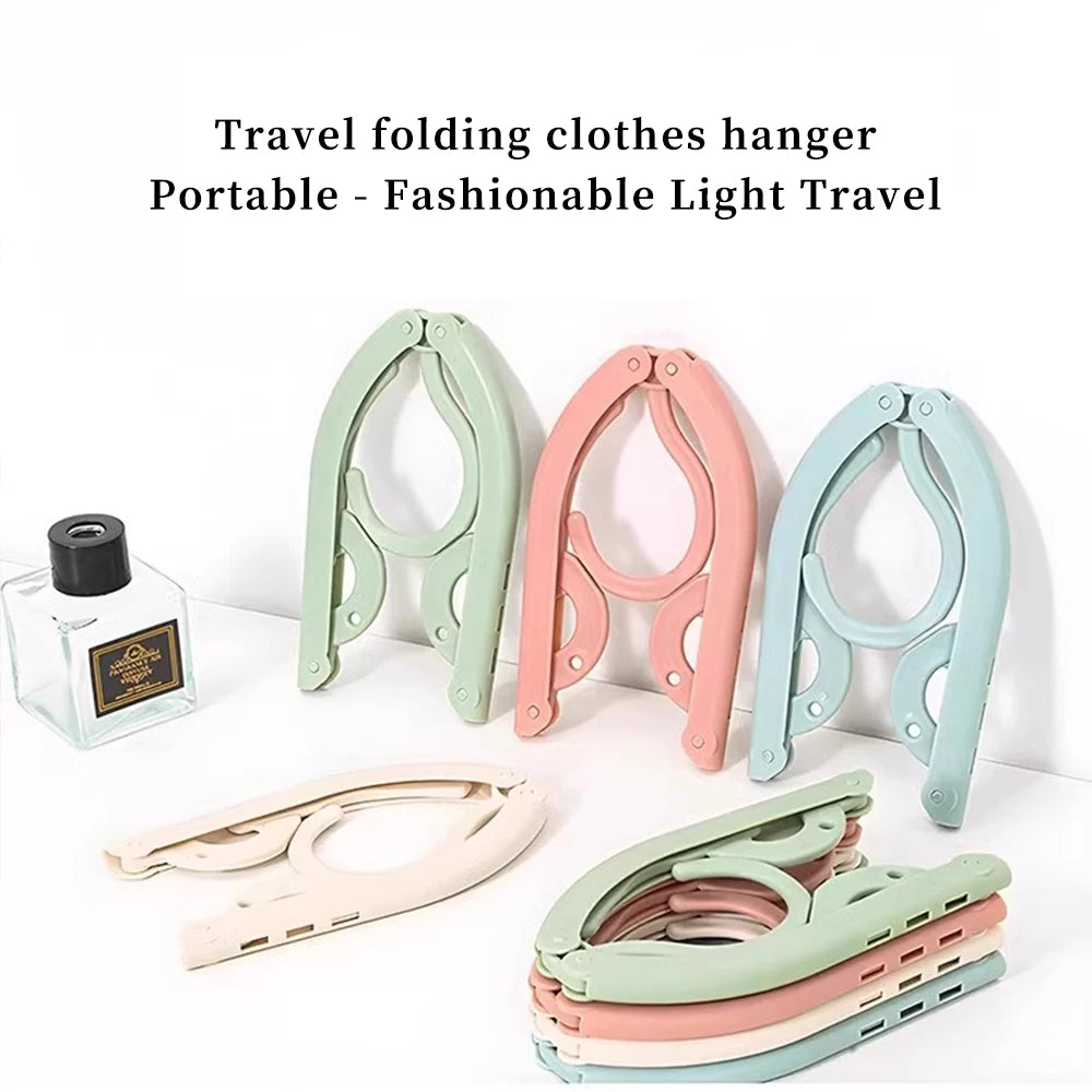 5-10pcs Folding Travel Hangers Portable Space Saving Clothes Rack - 9