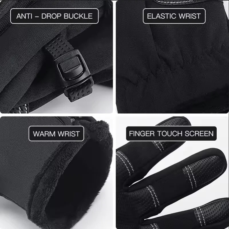 Mens Waterproof Thermal Winter Gloves Touch Screen Motorbike Riding Gear