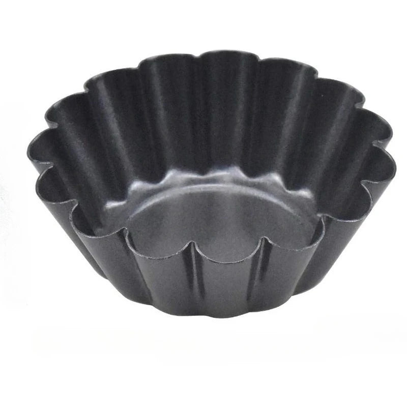 24PCS Non-Stick Egg Tart Molds Carbon Steel Fluted Baking Cups Set