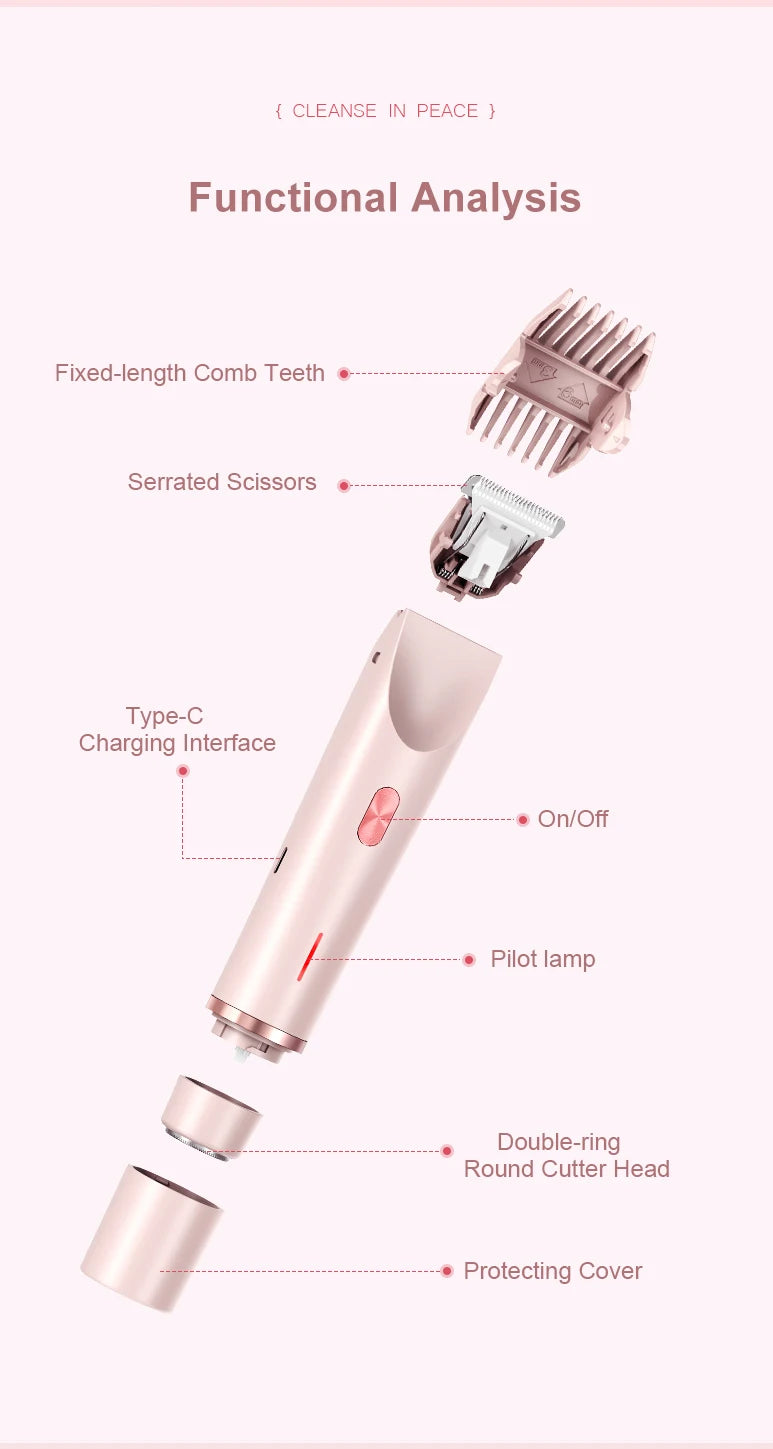 2 in 1 Women Electric Razor Bikini Trimmer Face Shaver Hair Removal