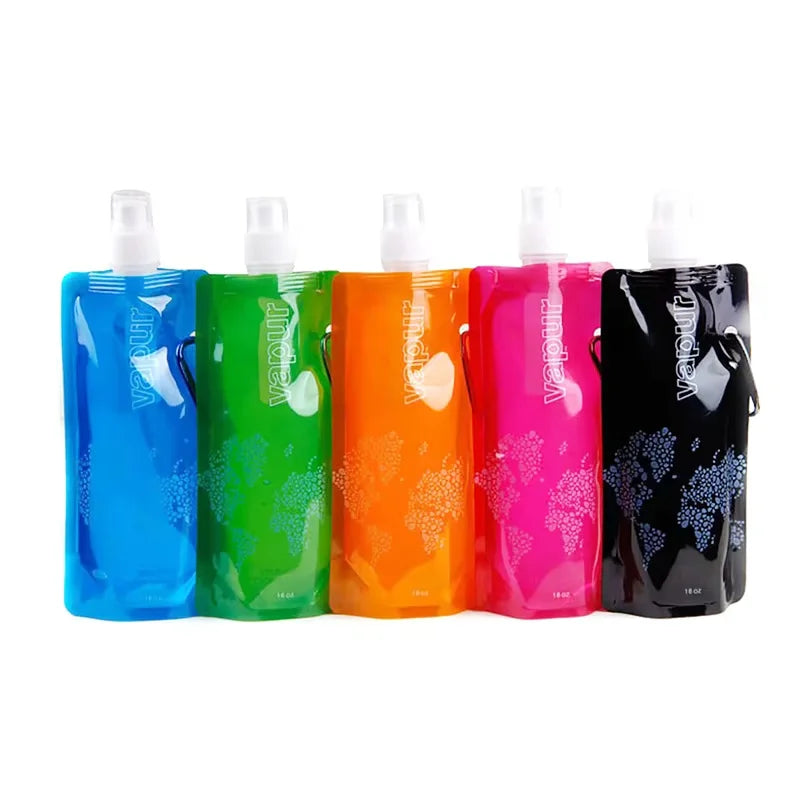 Portable Foldable Water Bag 500ml Soft Flask for Hiking and Camping - 9