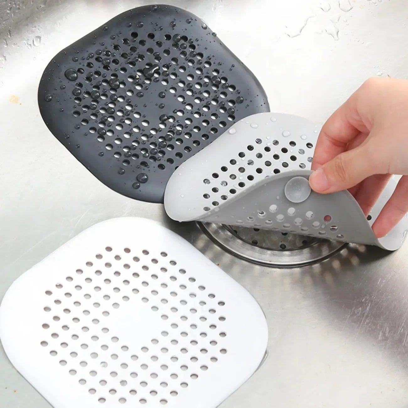 Silicone Shower Drain Hair Catcher Kitchen Sink Strainer Plug Filter