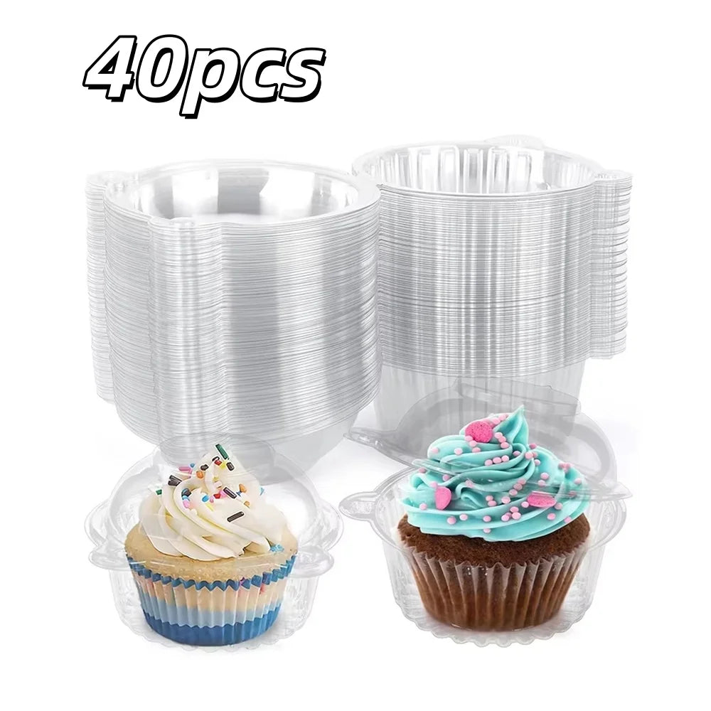 Disposable Cupcake Boxes Clear Plastic Individual Dessert Containers - 14