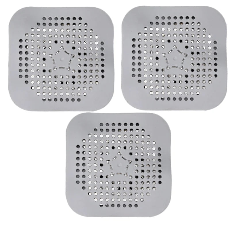 3 Pack Silicone Drain Hair Catcher Sink Strainer and Shower Plug Set - 14