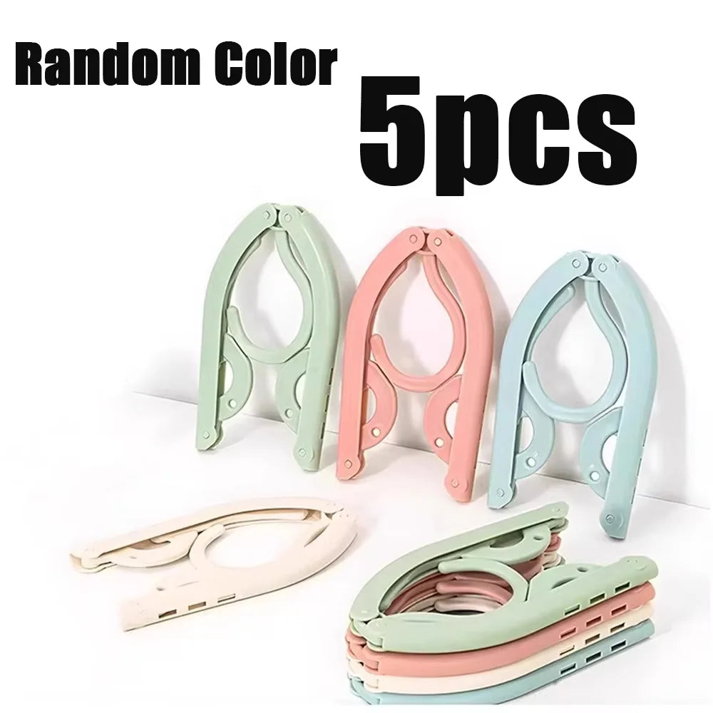 5-10pcs Folding Travel Hangers Portable Space Saving Clothes Rack - 13