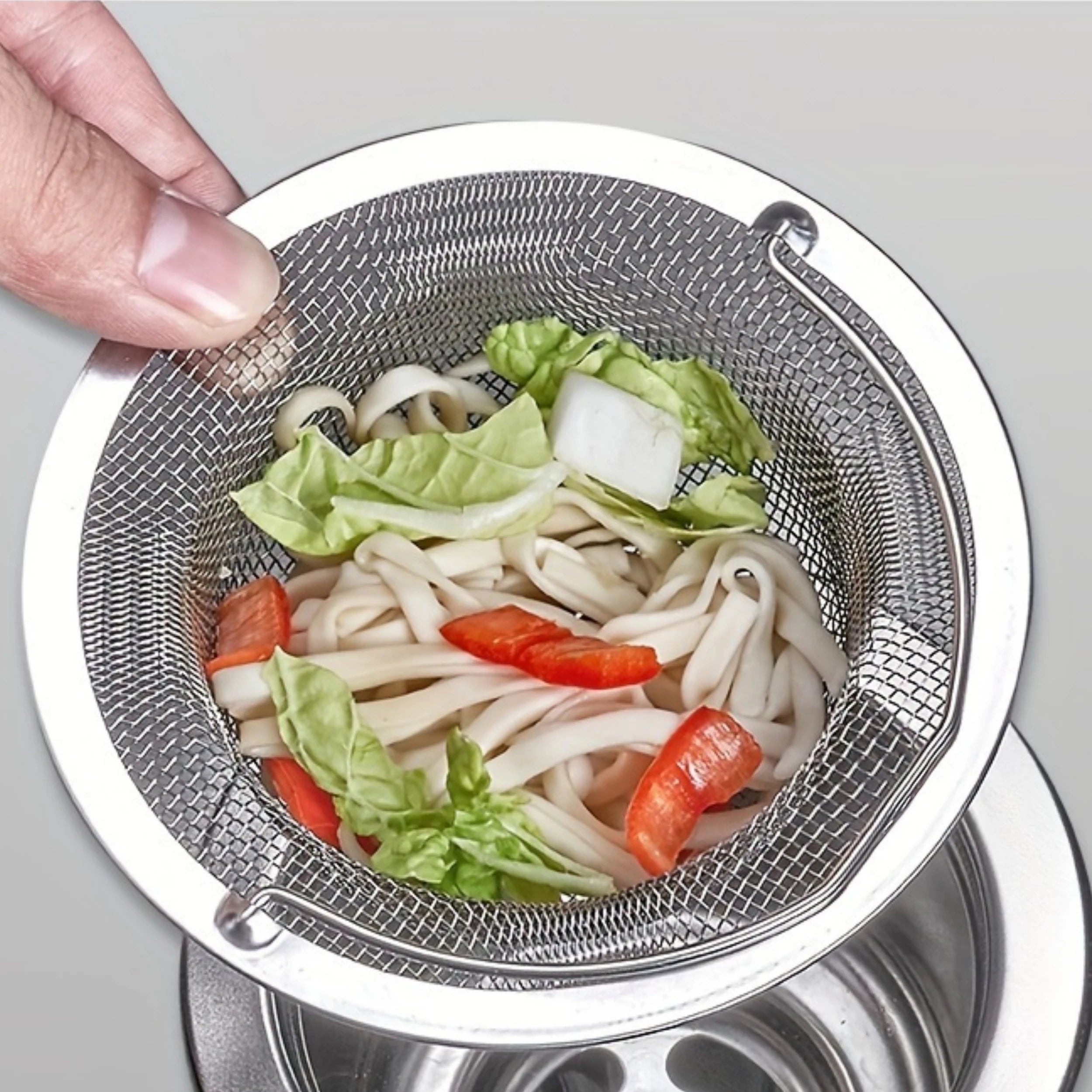 Stainless Steel Kitchen Sink Strainer and Drain Filter Basket with Handle - 4
