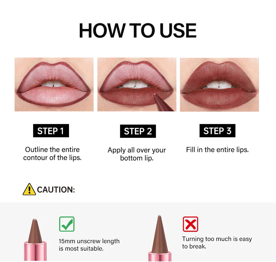 Gradient Lip Liner Lipstick Waterproof Matte Makeup