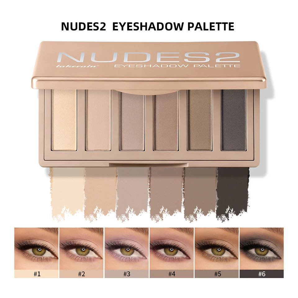 6-Color Eyeshadow Palette Matte Neutral Nude Blendable Eye Makeup