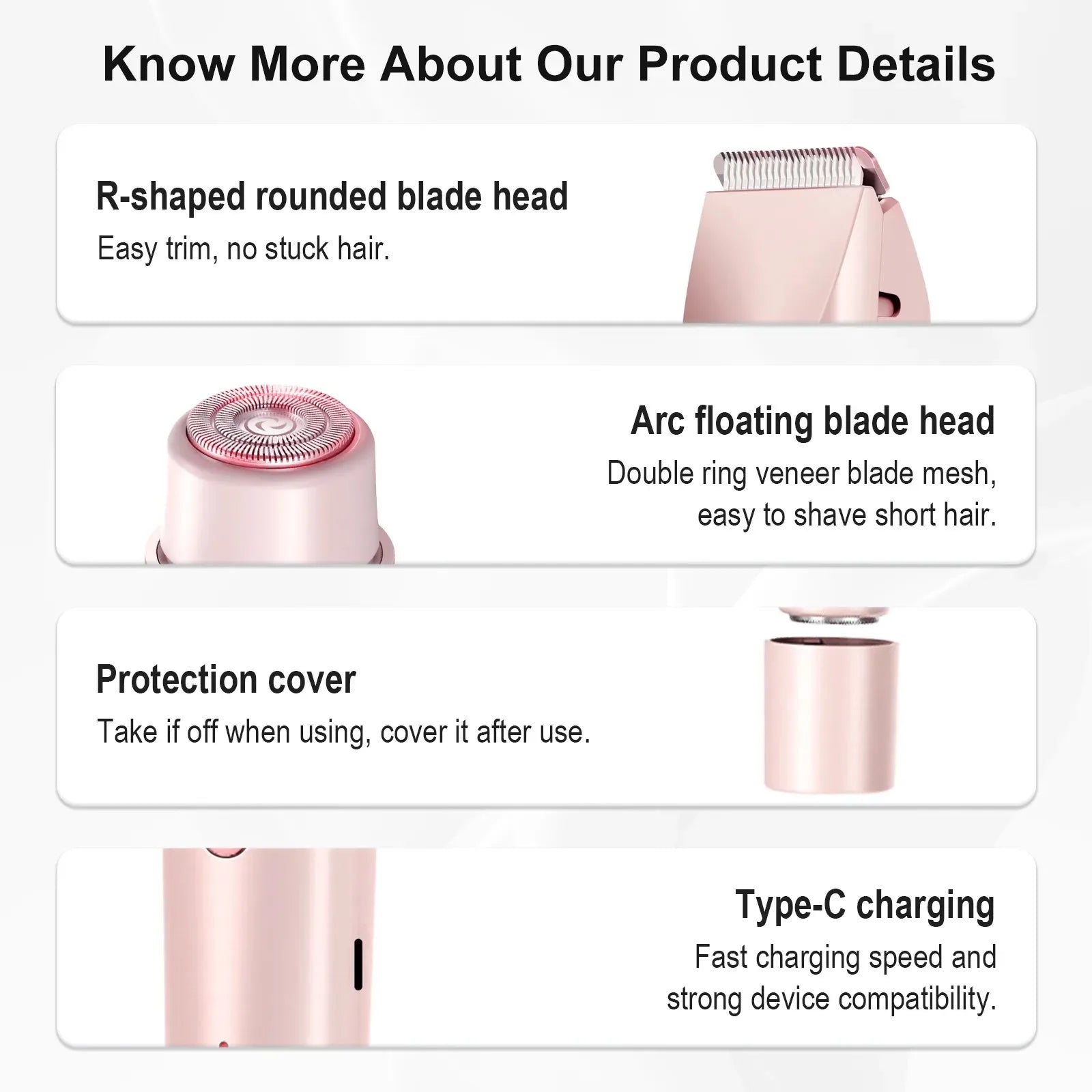 2 in 1 Women Electric Razor Bikini Trimmer Face Shaver Hair Removal - 6