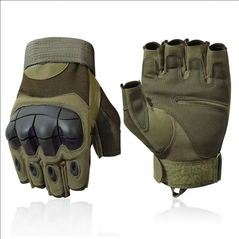 Tactical Half Finger Gloves Hard Knuckle Combat Airsoft Hunting Gear