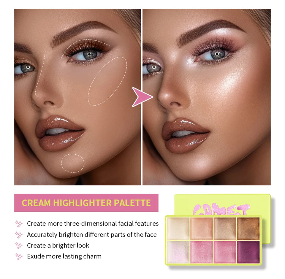 Cream Highlighter Palette Blush and Contouring Makeup Kit