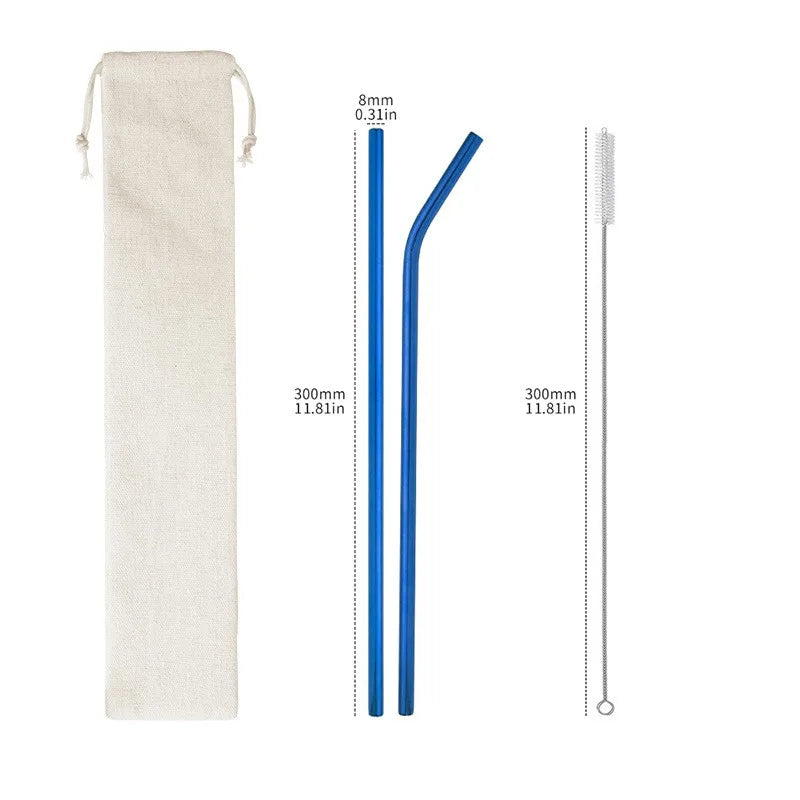 Reusable Stainless Steel Straw Set with Cleaning Brush and Storage Bag - 21