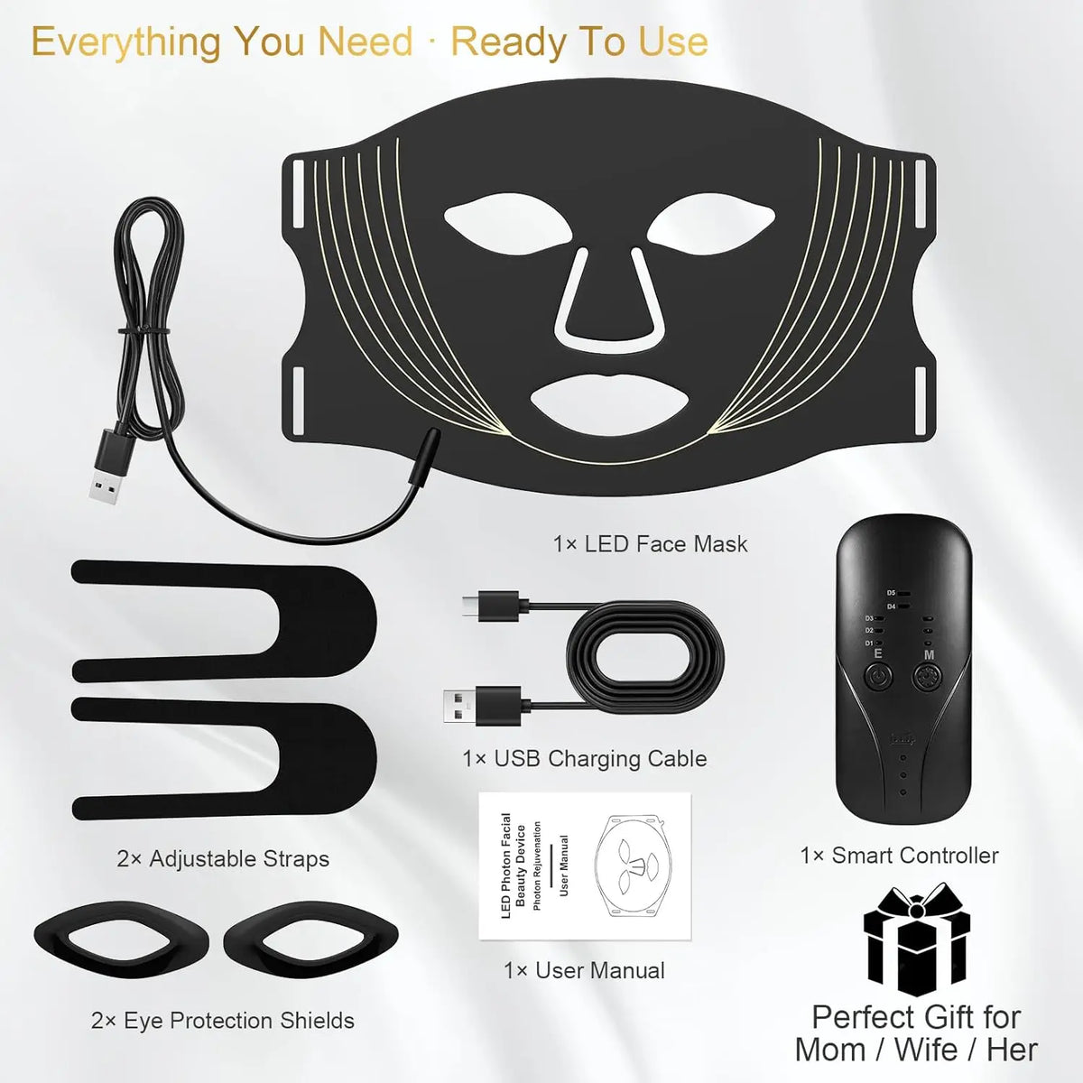 LED Face Mask 7 Colors Silicone Facial Beauty Mask Skin Care Device