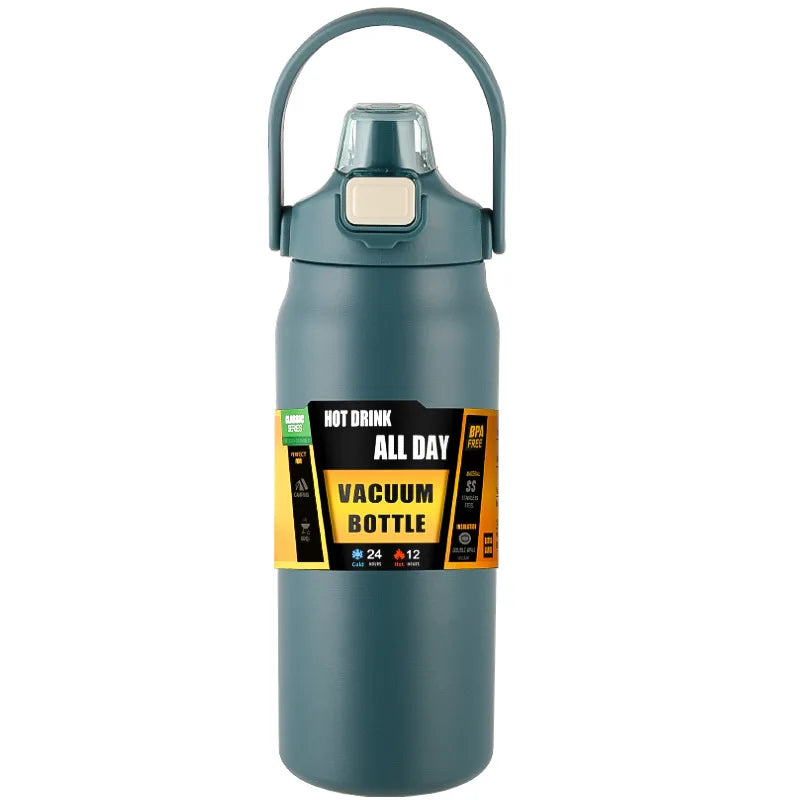 Insulated Stainless Steel Water Bottle Vacuum Flask with Straw Lid - 15