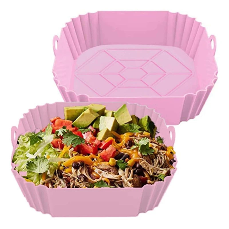 Square Silicone Air Fryer Liner Reusable Baking Pot Tray Basket