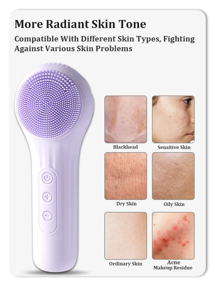 Sonic Facial Cleansing Brush Electric Face Scrubber Exfoliator