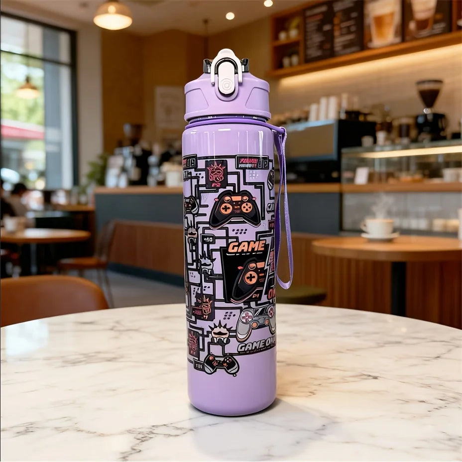 750ml Cartoon Water Bottle Portable Leak Proof Sport Tumbler with Straw - 23