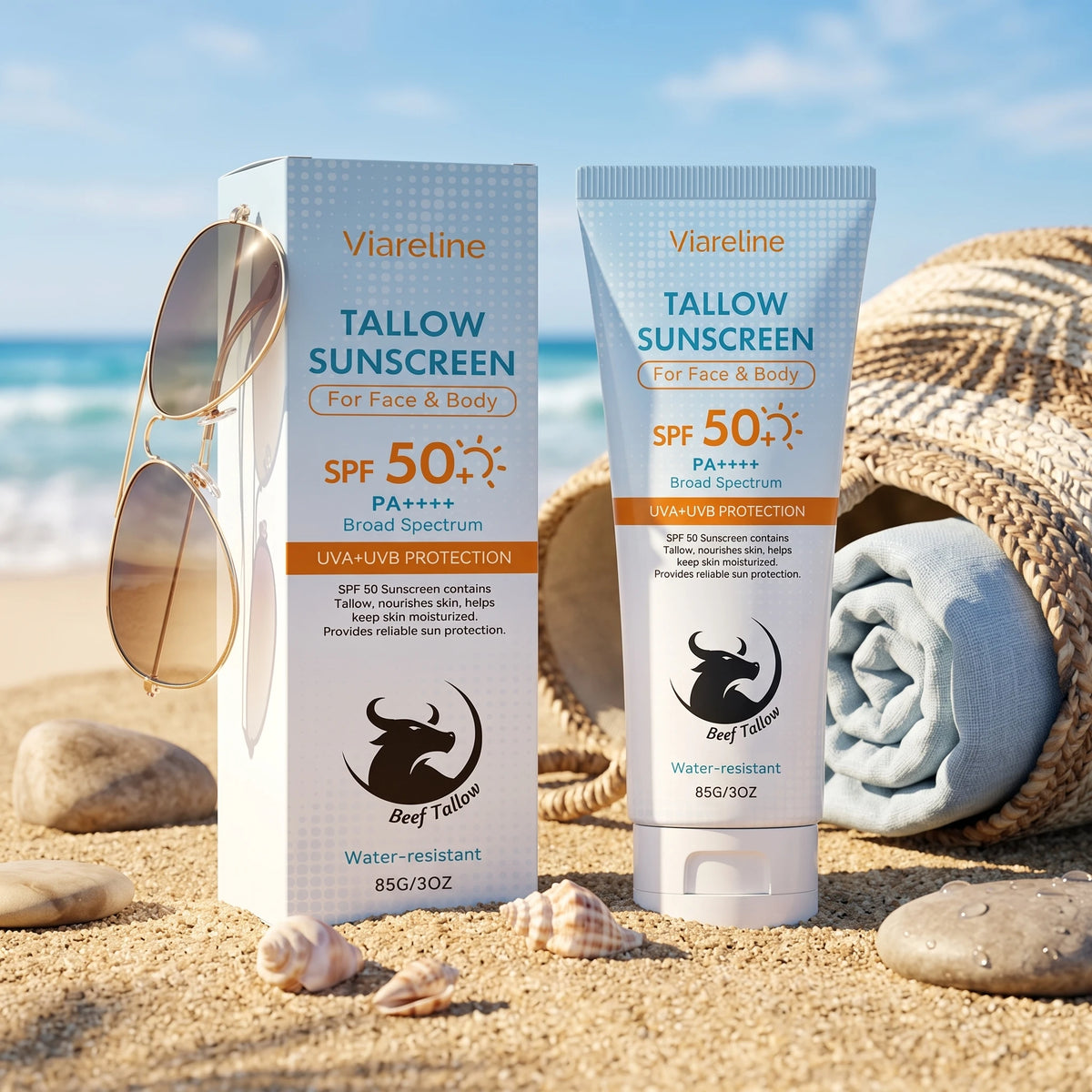 SPF 50 Tallow Sunscreen Face and Body Hydrating Barrier Repair Cream