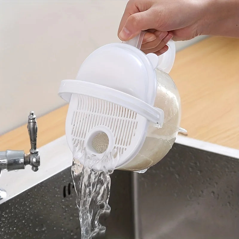 Rice Washer Bowl with Lid - Kitchen Colander and Strainer Basket