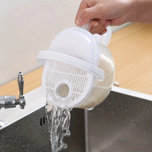 Rice Washer Bowl with Lid - Kitchen Colander and Strainer Basket