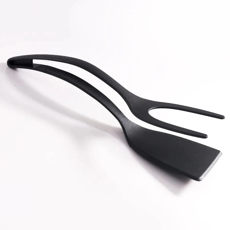2 in 1 Silicone Spatula Tongs Non Stick Egg Flipper and Kitchen Tool - 12