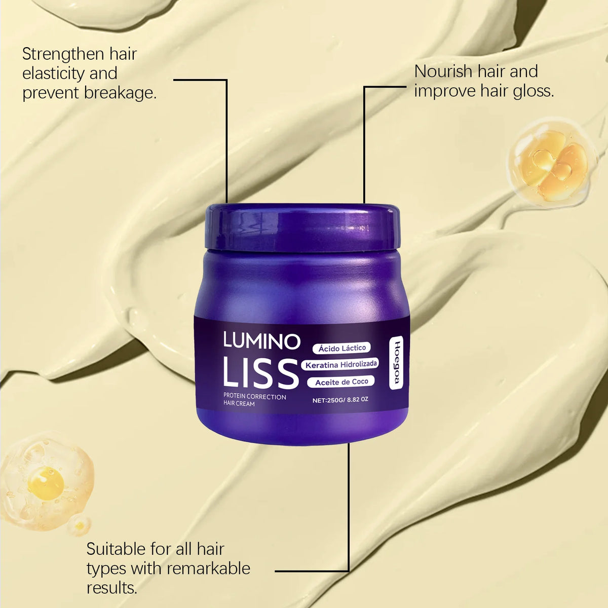 Protein Correction Hair Straightening Cream & Keratin Repair Mask