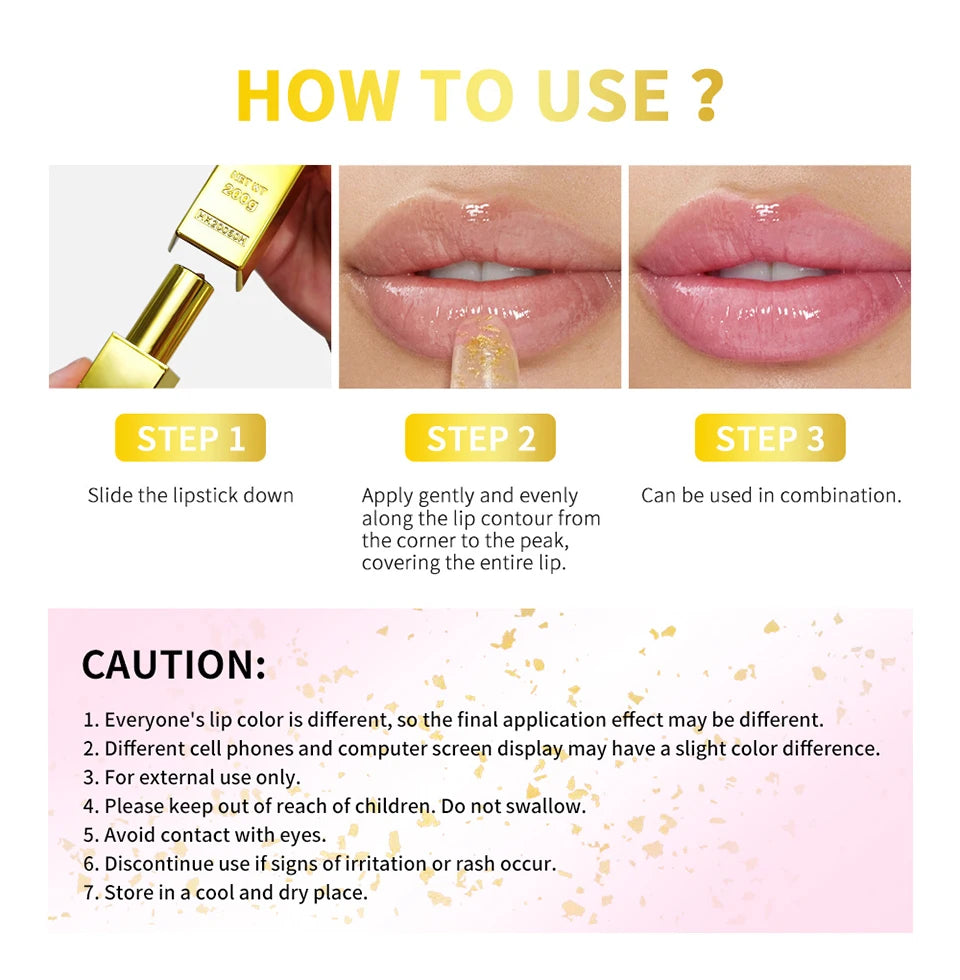 24K Gold Color Changing Lipstick & Moisturizing Lip Balm - 16