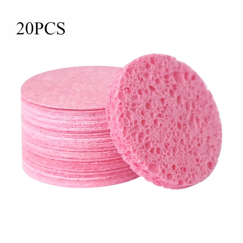 Compressed Facial Sponges - Natural Wood Pulp Makeup Remover & Exfoliator - 10