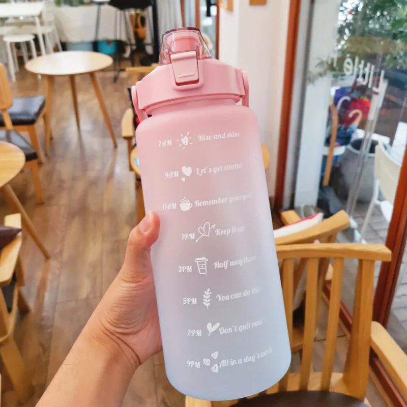 2L Motivational Water Bottle with Straw Leak Proof Fitness Sport Jug - 8
