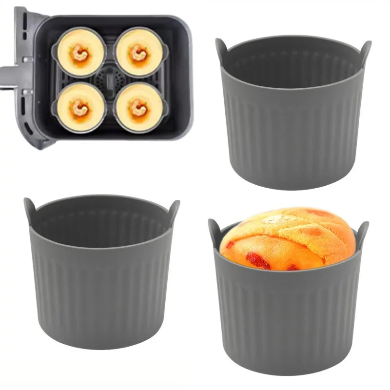 Silicone Air Fryer Baking Cups Nonstick Muffin Ramekins Egg Cooker Set - 9